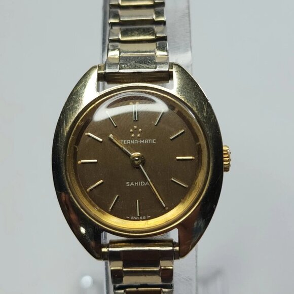 Eterna matic Watch sahida Brown Dial Womens Automatic Wristwatch 1960s Vintage‎ - Picture 2 of 11
